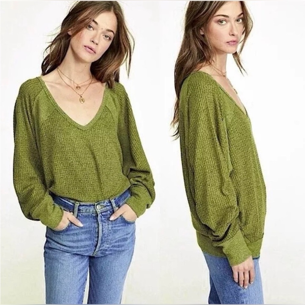 Free People Santa Clara Thermal Oversized in the Color Ferngully Green